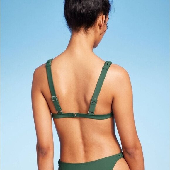 Wild Fable Size Small 4-6 Dark Green Scrunched Strap Bralette Bikini Swim Top - Picture 2 of 5